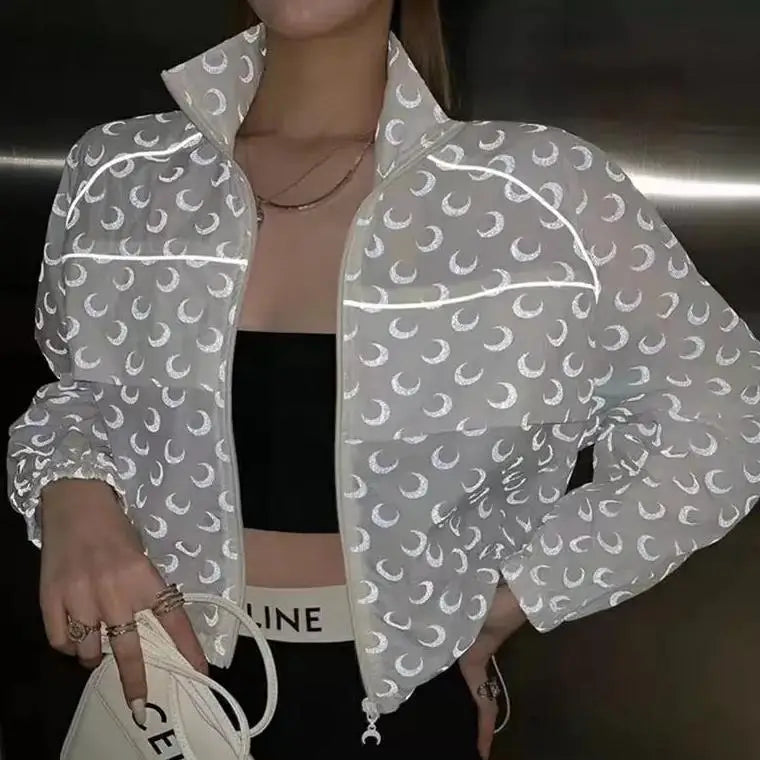 Oversized Reflective Sun Protection Jacket for Women