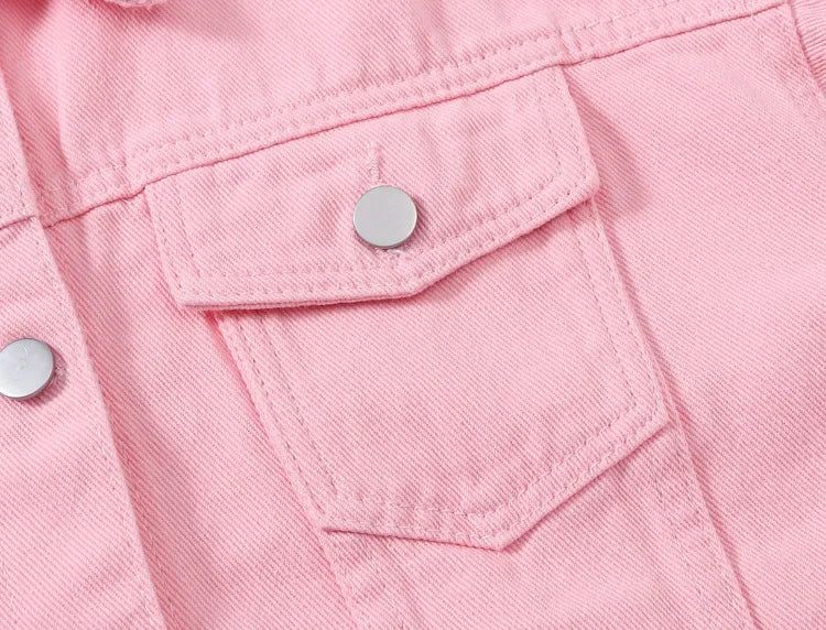 Long Sleeved Single Breasted Denim Coat with Lapel for Women