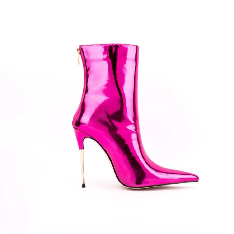 Glam Shiny Back Zipper Over The Knee Boots for Women