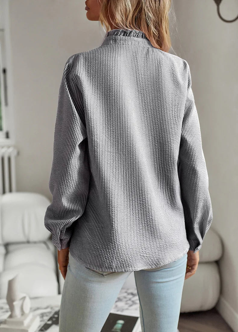 Striped Long-Sleeved Shirt for Women, A Stylish Commuter Top For Spring/Summer 2025