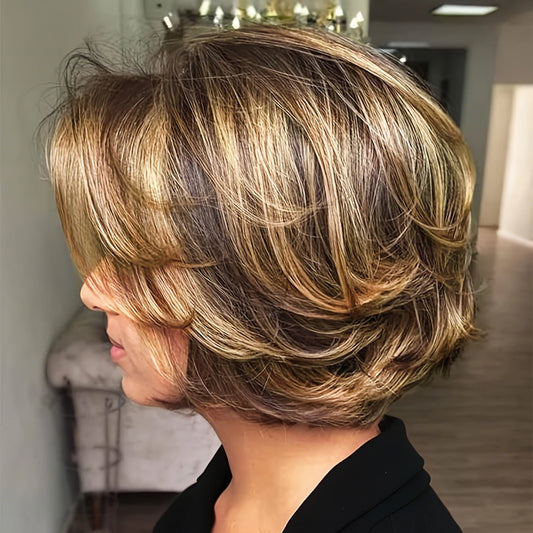 Higlight Piano Color Premium Human Hair Wigs 180% Short Bob Straight 13X4 Lace Front Wig Breathable Lace Frontal Wig