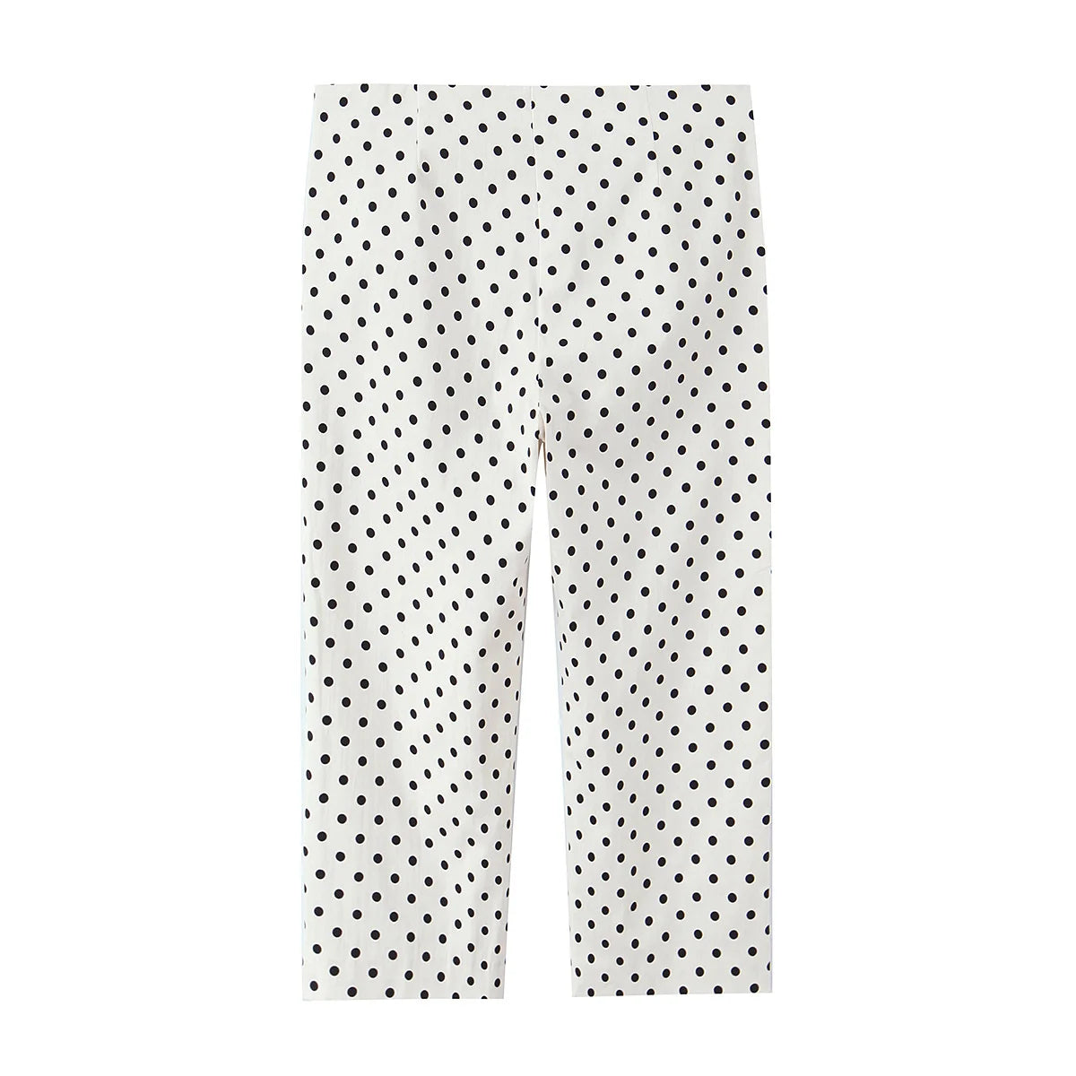 Polka Dot Shirt Jacket and Capri Pants Two Piece Set for Women