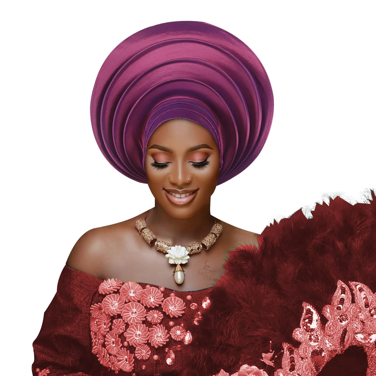 African Wedding Gele Turban Head Wrap Cap for Women