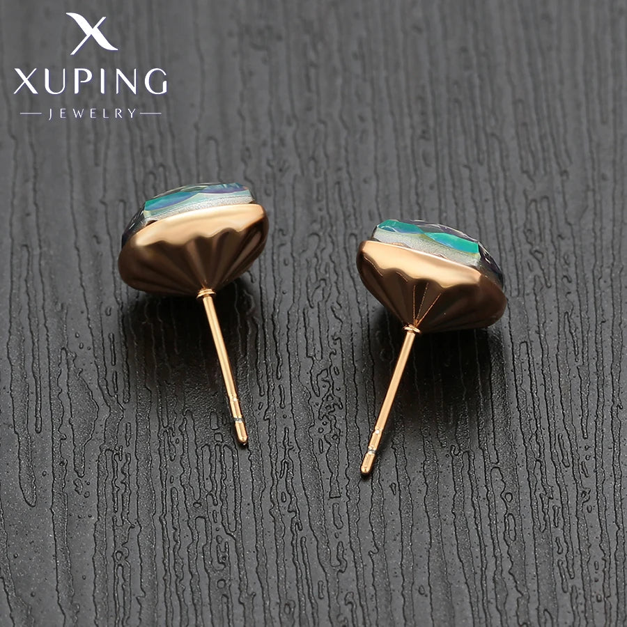 Gold Plated Square Crystal Stud Earrings