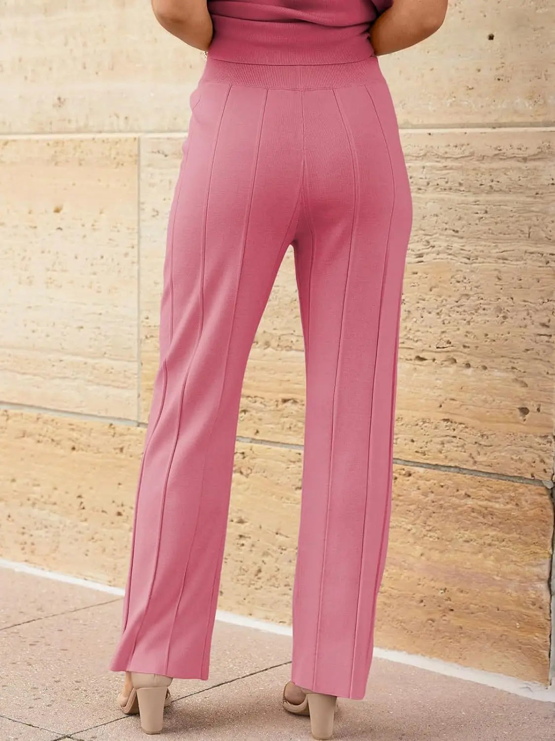 Summer Soft Knit Sleeveless Vest and Wide Leg Pants Set for Women