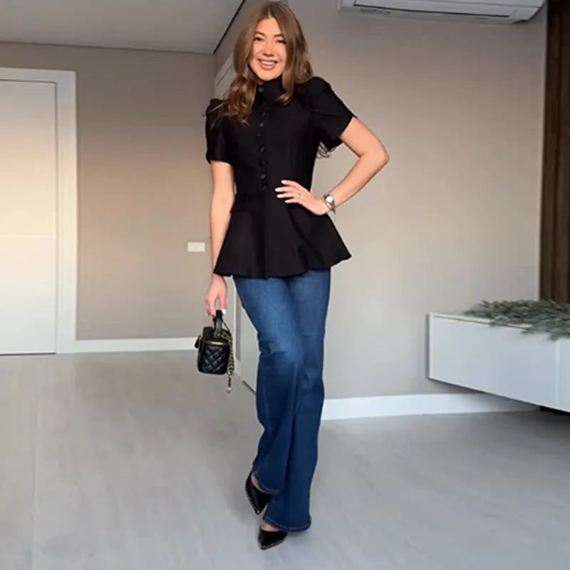 Chic Two Piece Blazer and Pleated Skirt Set for Women