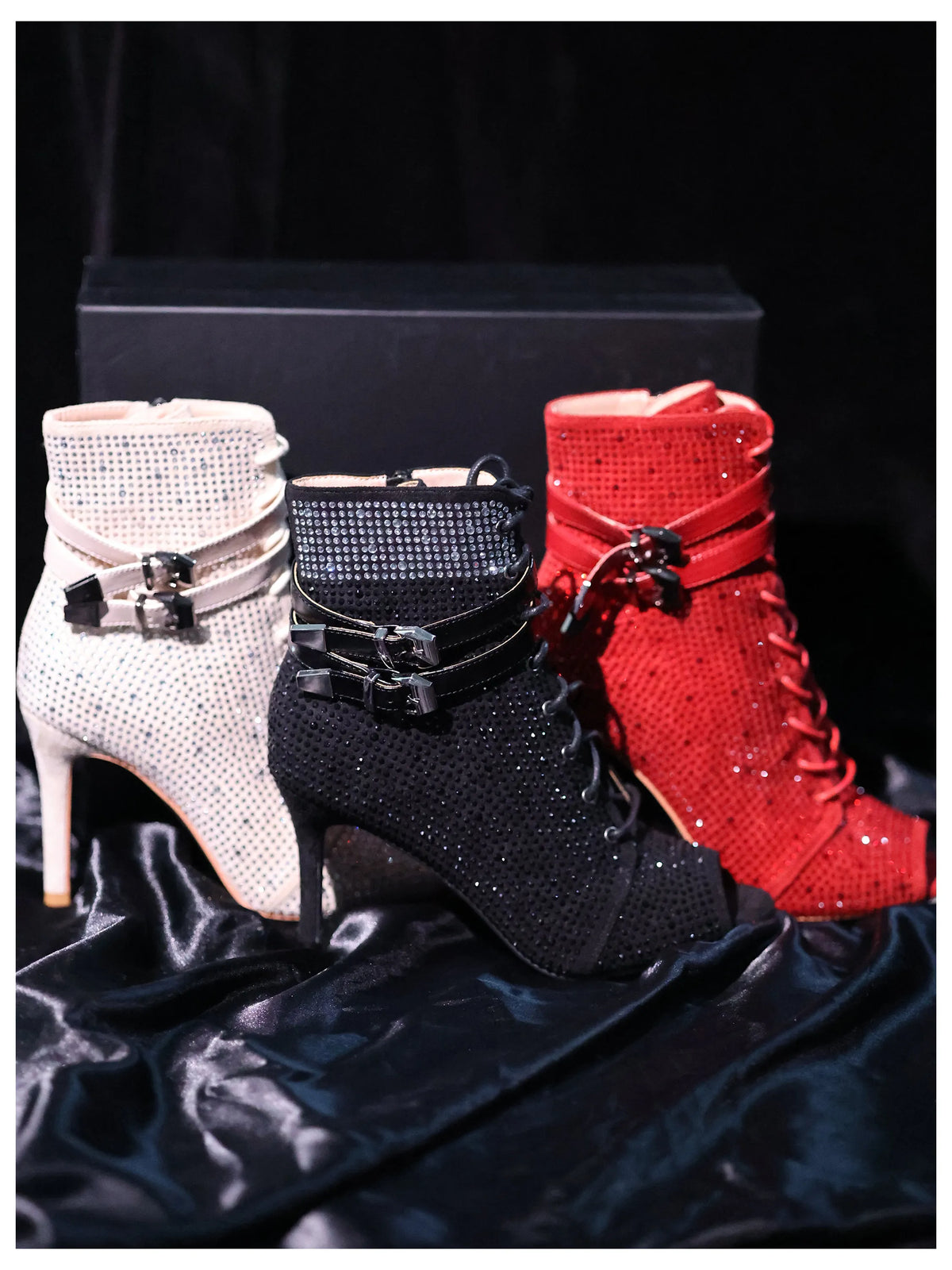 Peep Toe Ankle Stiletto Latin Dance Heels for Women