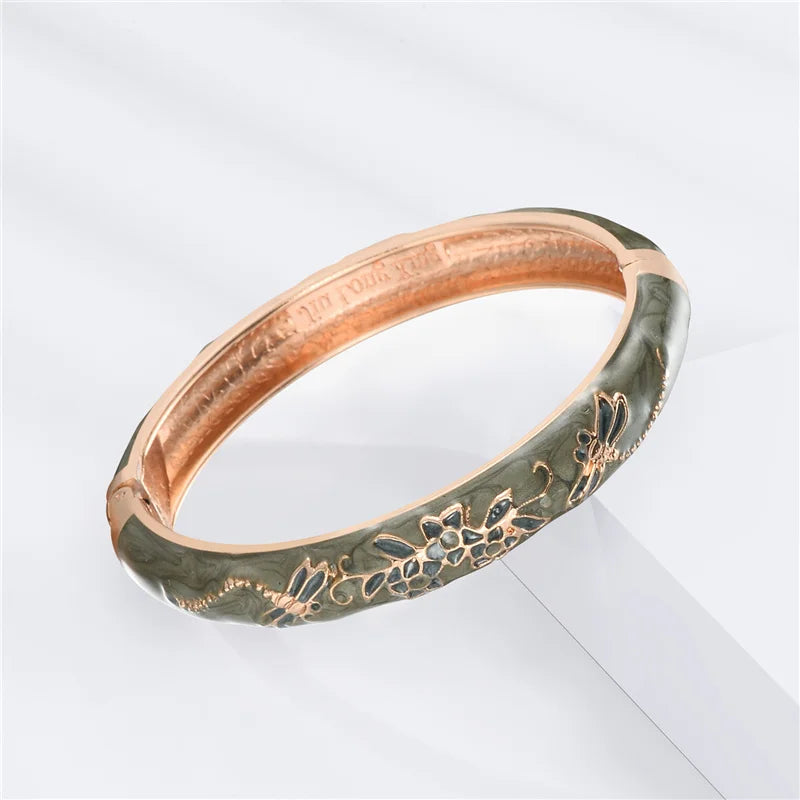 Floral Enamel Bangle Bracelet