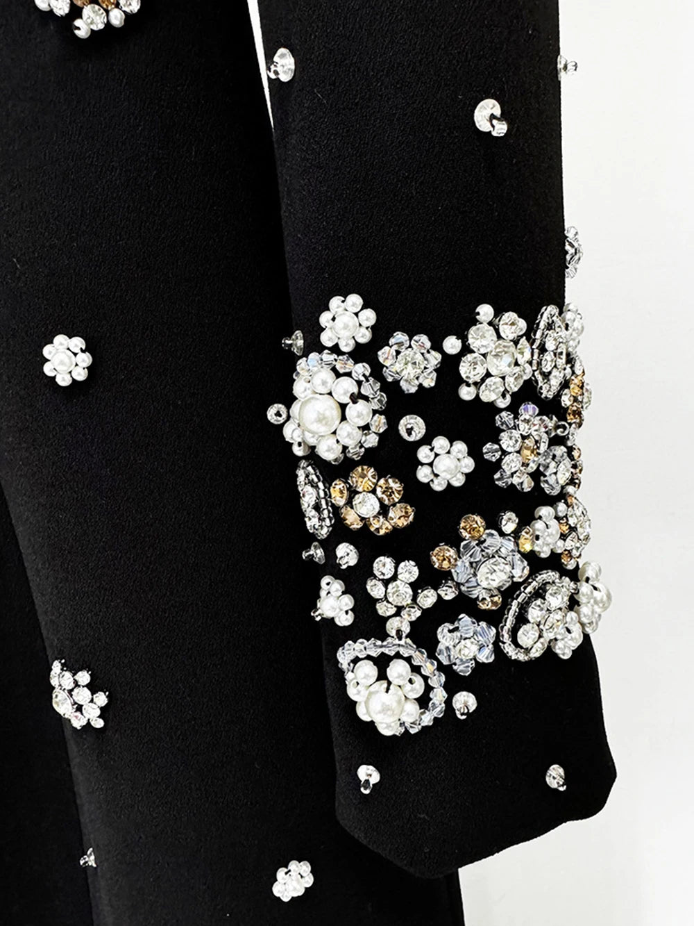 Modphy High-Quality Shiny Diamond Bead Slim Formal Maxi Dress Women'S Long Sleeved O-Neck Elegant Celebrity Evening Runway Gowns