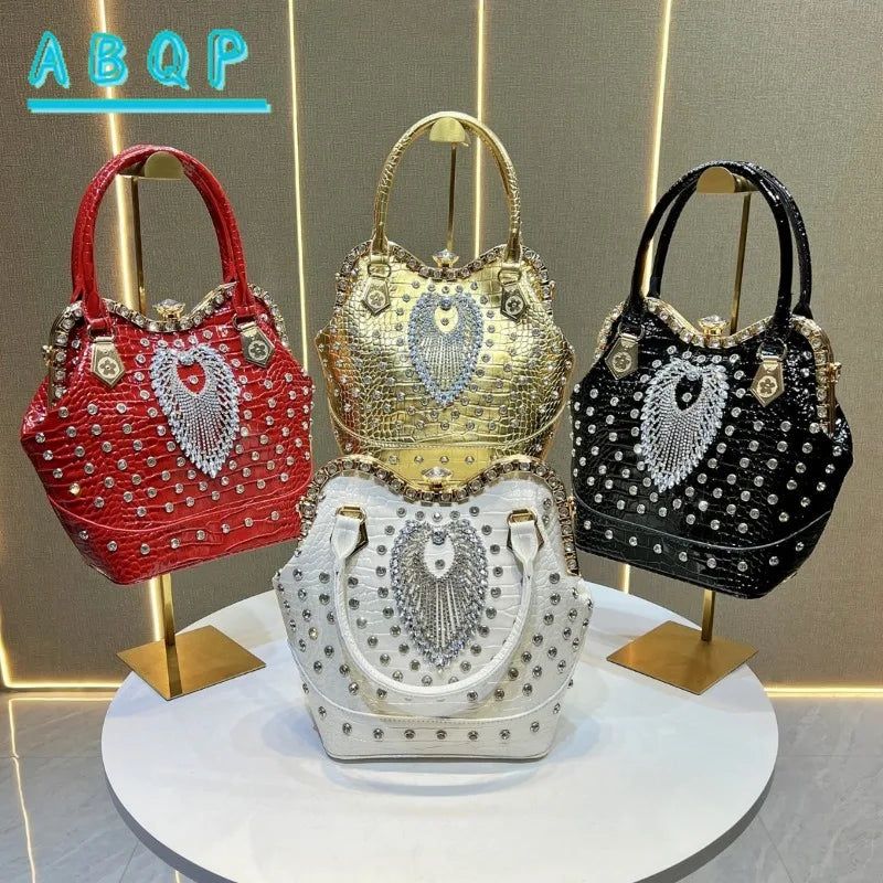 New Women's Dinner Bag with Diamonds Shiny Dinner Party Handbag Luxury Brand Diamond-encrusted Fashionable Women's Shoulder Bag