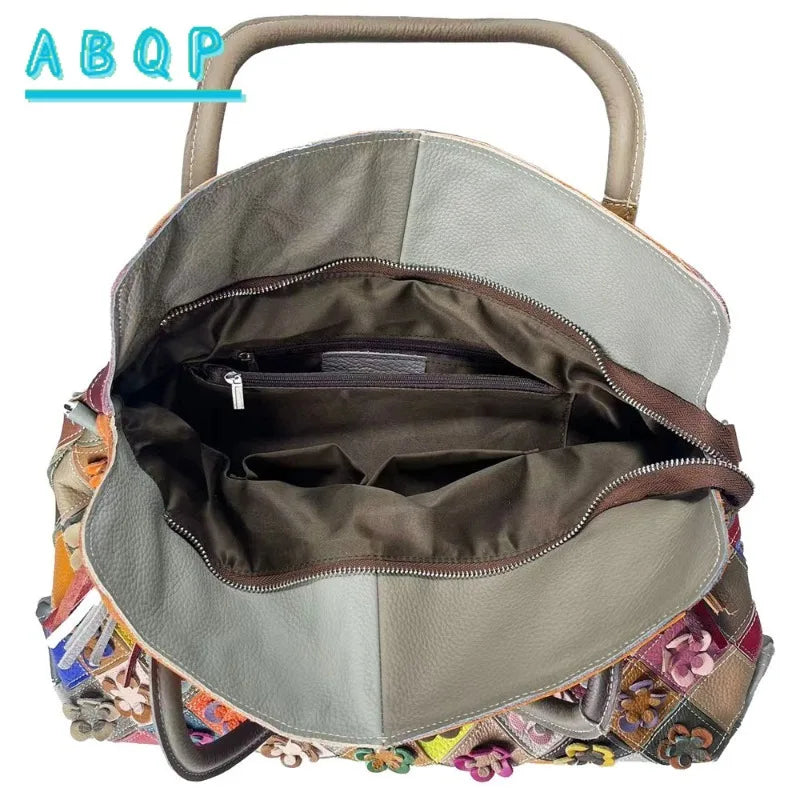 ABQP New Women's Handbag Luxury Brand Genuine Leather Hand-stitched Women's Shoulder Crossbody Bag Fashionable Women's Bag