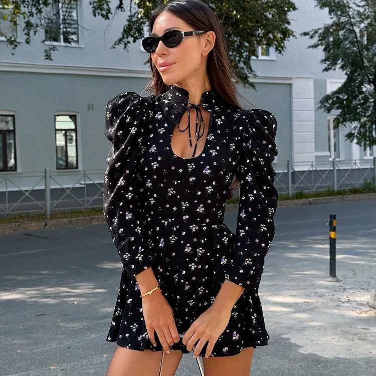 Lace Up Patchwork Bodycon Dress