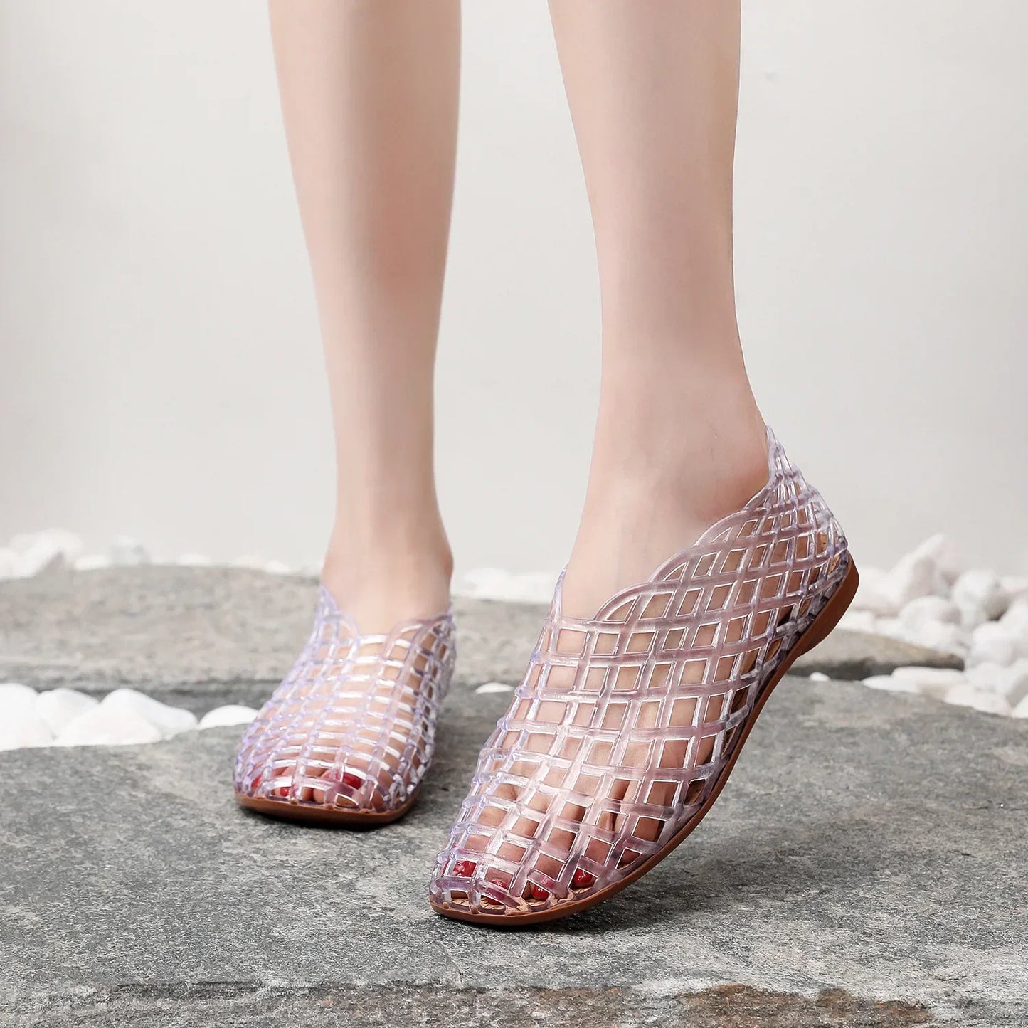 Lightweight Breathable Hollow Out Jelly Slides For Women