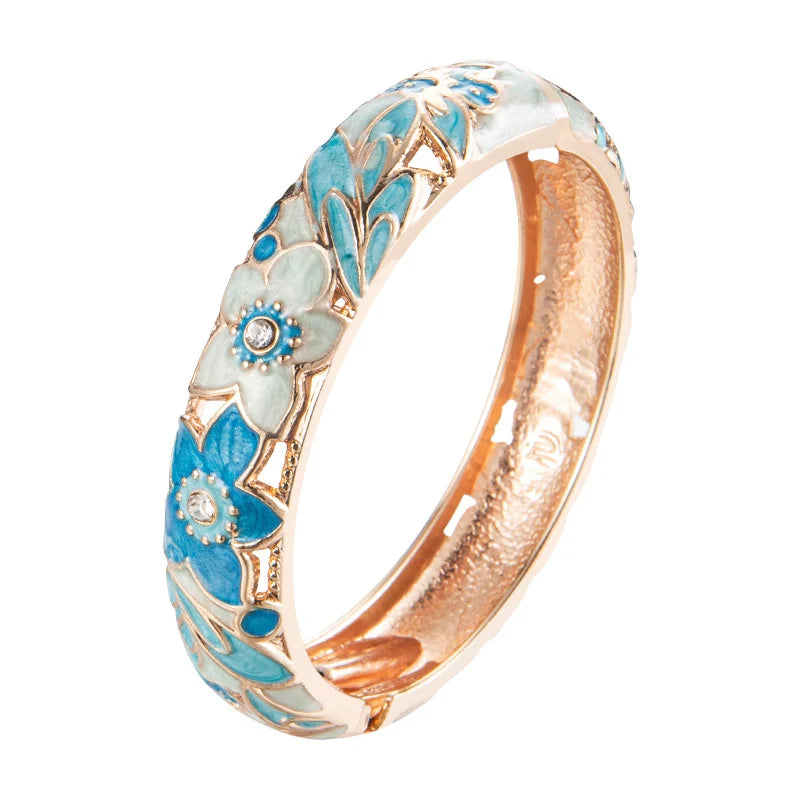 Elegant Double Enamel Cloisonne Bangle Set for Women