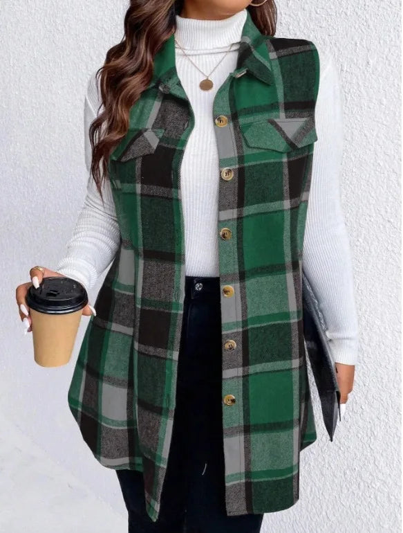Plaid Sleeveless Shirt
