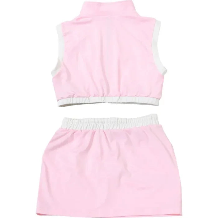 Two Piece Set Women Streetwear 2025 Summer Y2K Sexy Hot Girl Short Zipper Top & Fashion Casual Slimming Wrap Hip Mini Skirt Suit