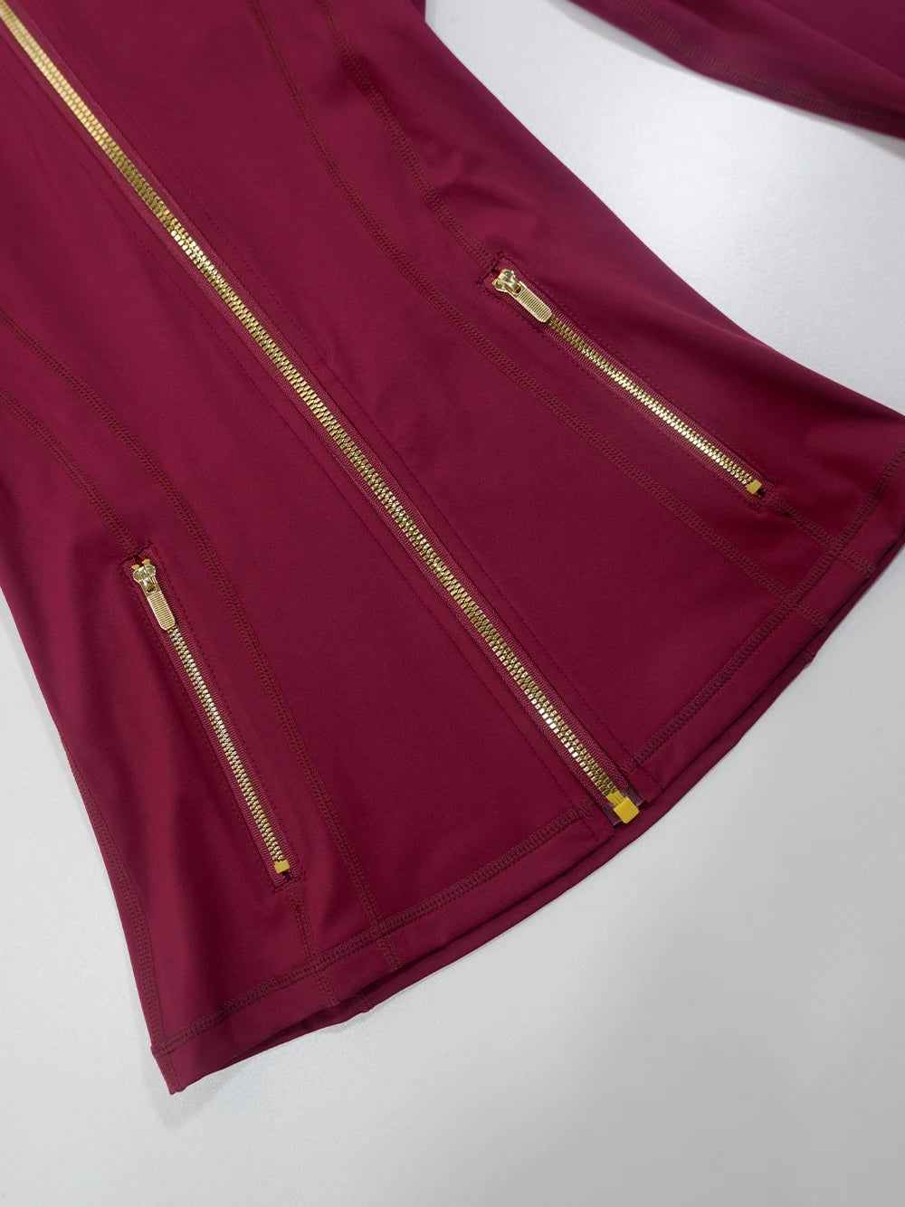 Slimming Gold Zipper Jacket and Yoga Pants Set for Women