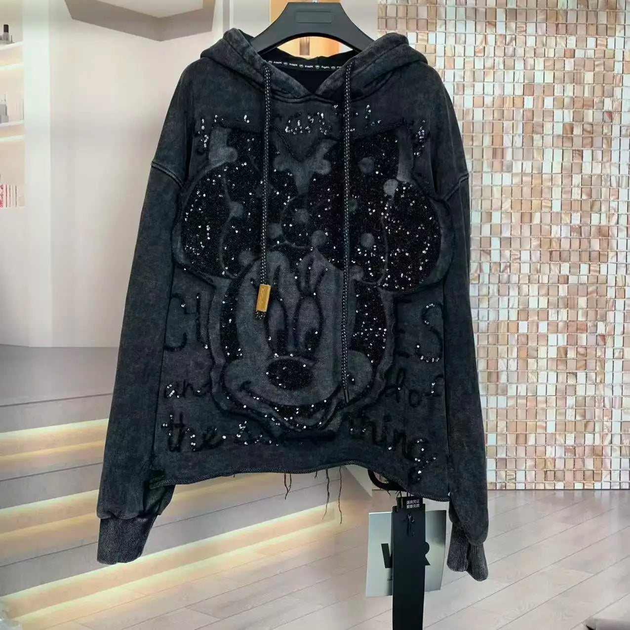 Cartoon Ears Patchwork Hooded Sweatshirt