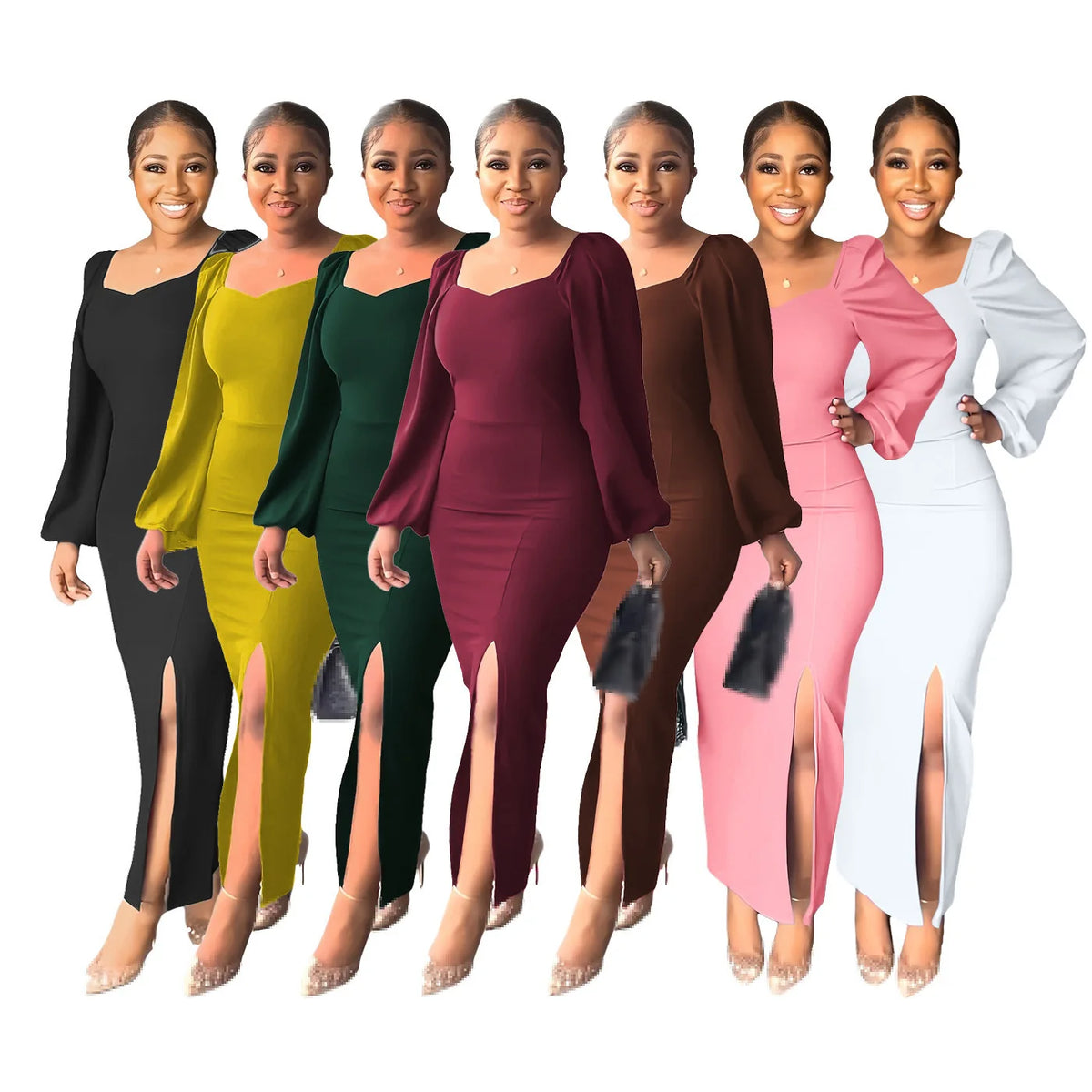 Elegant Ankle Length Knit Evening Party Dress for Women