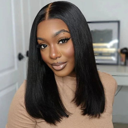 Remy Straight Pre Plucked Transparent Lace Bob Wig For Women