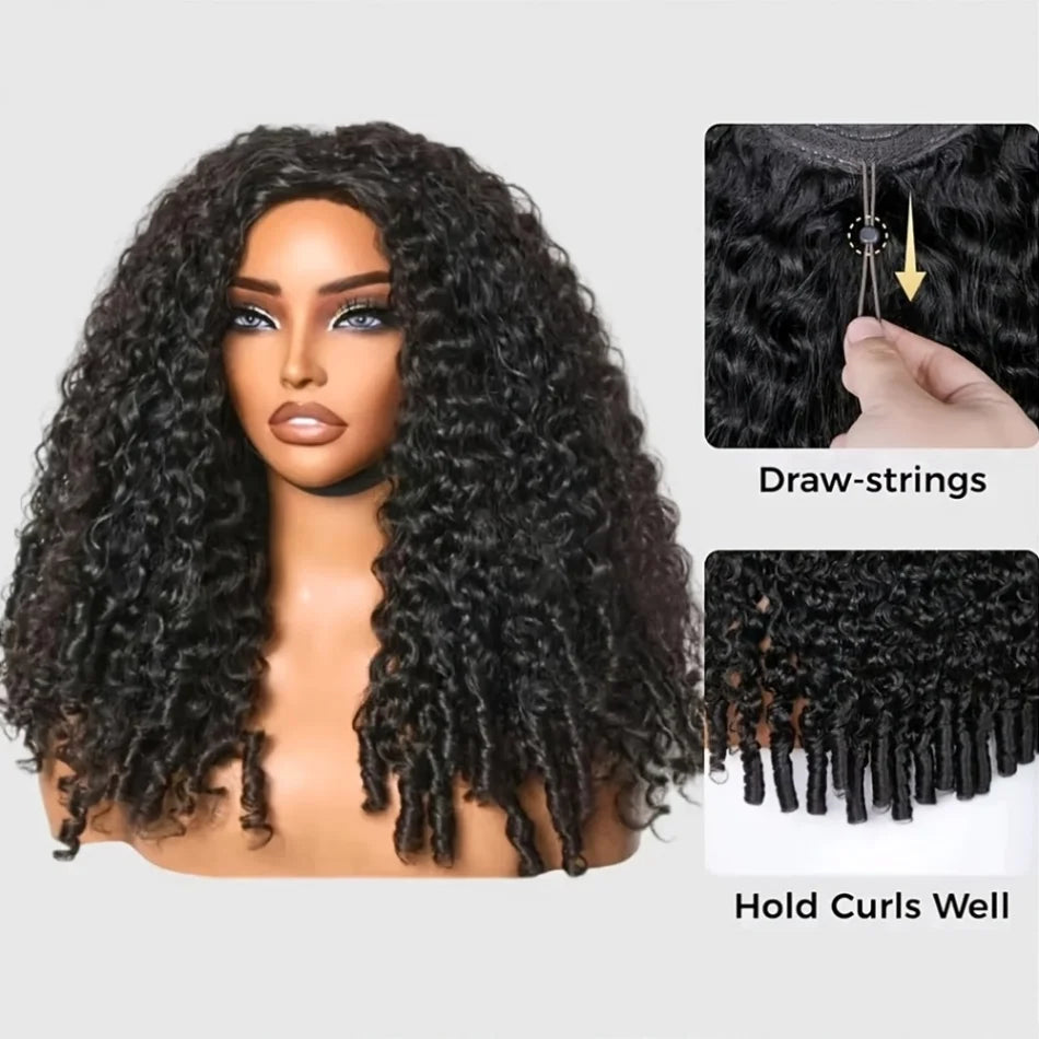 Seamless Curly Human Hair Glueless Half Wig for Women