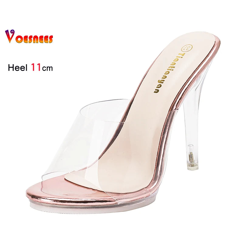 Transparent Super High Heel Slip-On Sandals for Women