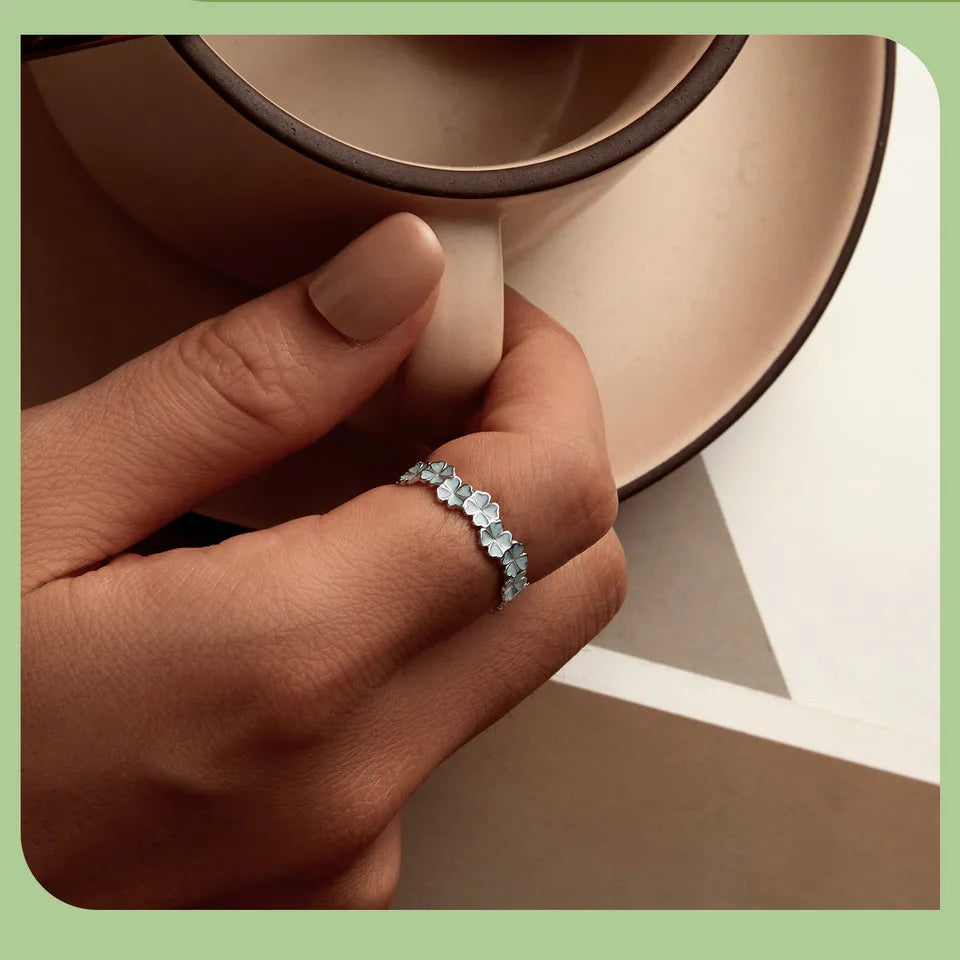 Four Leaf Clover Sterling Silver Ring