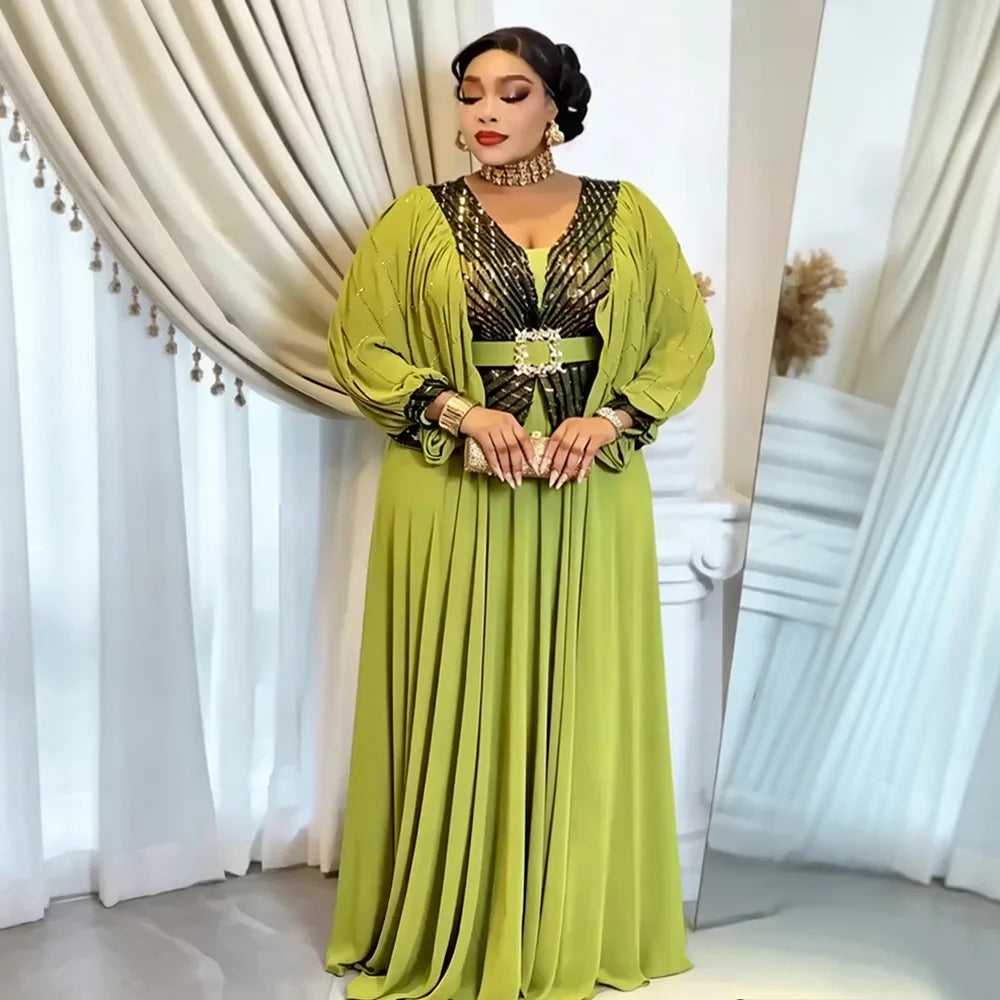Elegant African Ankara Kaftan Evening Dress for Women