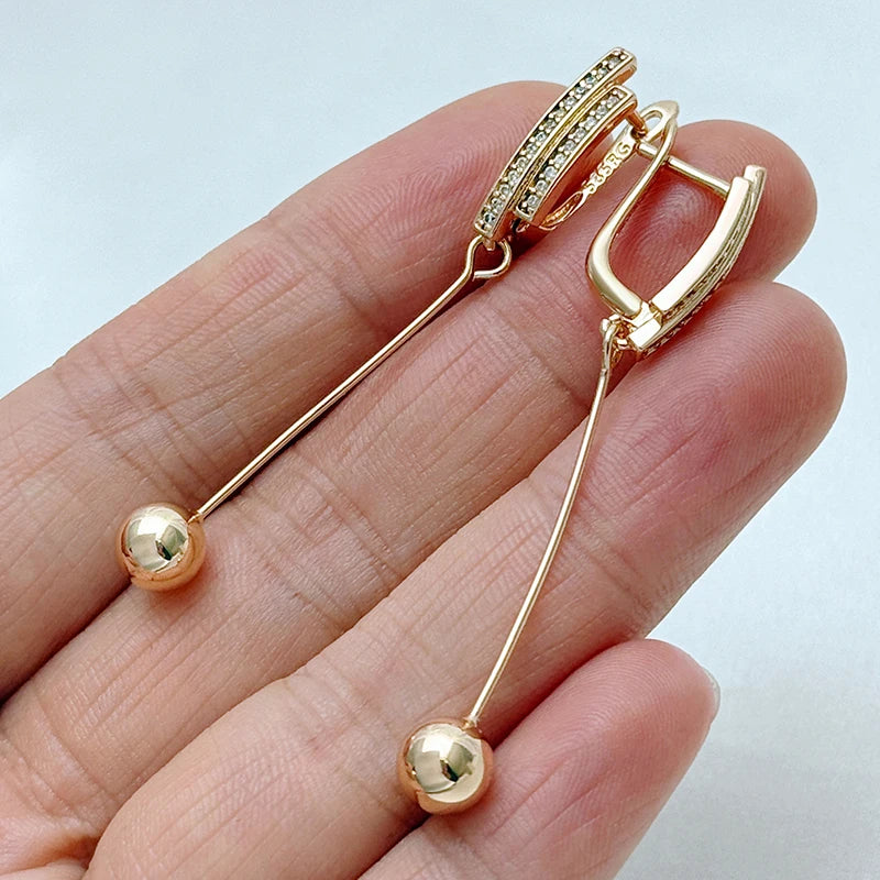 Glossy Zircon Ball Drop Earrings
