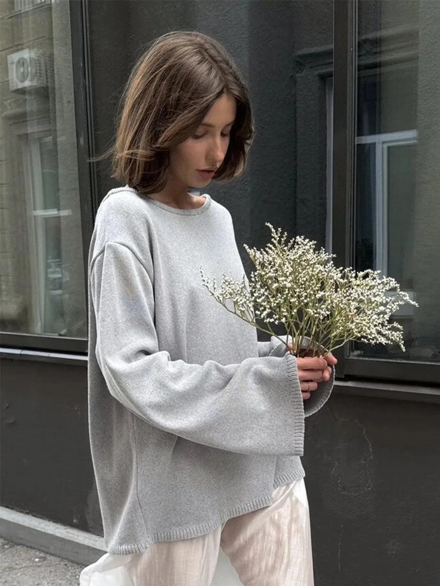 Backless Patchwork Knit Sweater