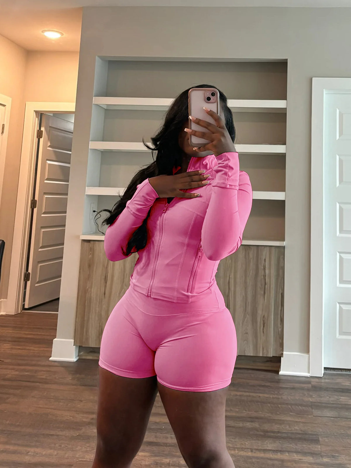 Slim Fit Sporty Two Piece Shorts Matching Set for Women