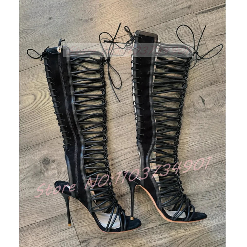 Zebra Striped Cross Strap Stiletto Sandals For Women