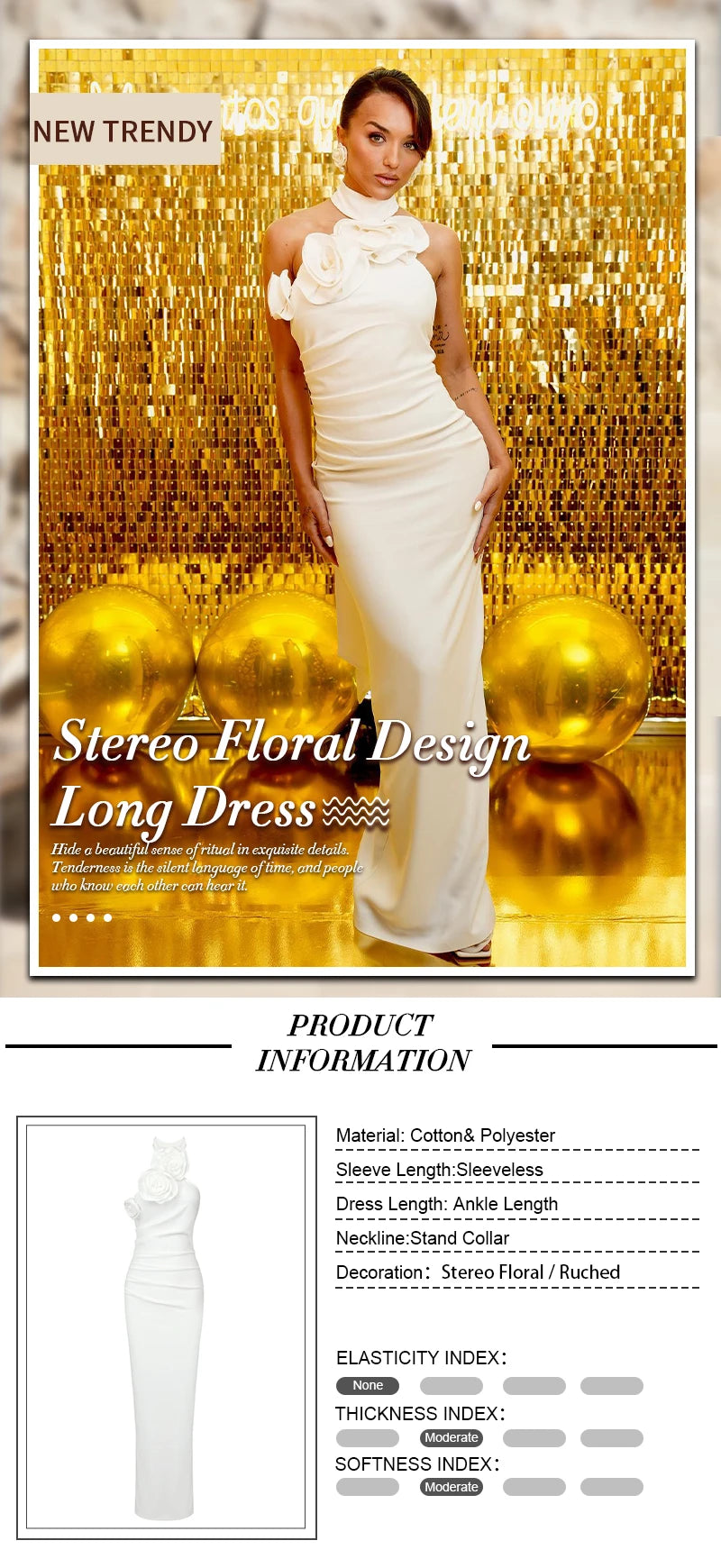 Chic Floral Embellished Birthday Long Dress for Women
