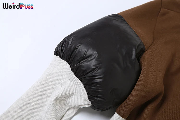 Casual Patchwork Zip Up Long Sleeve Jacket for Women