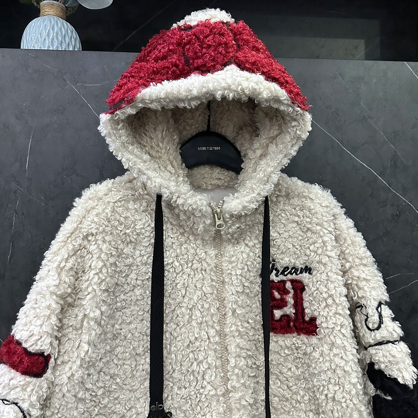 2025 Autumn Winter Heavy Industry New Cartoon Lamb Wool Hooded Cardigan Coat For Women's Loose Casual Sweet Top Zipper Jacket