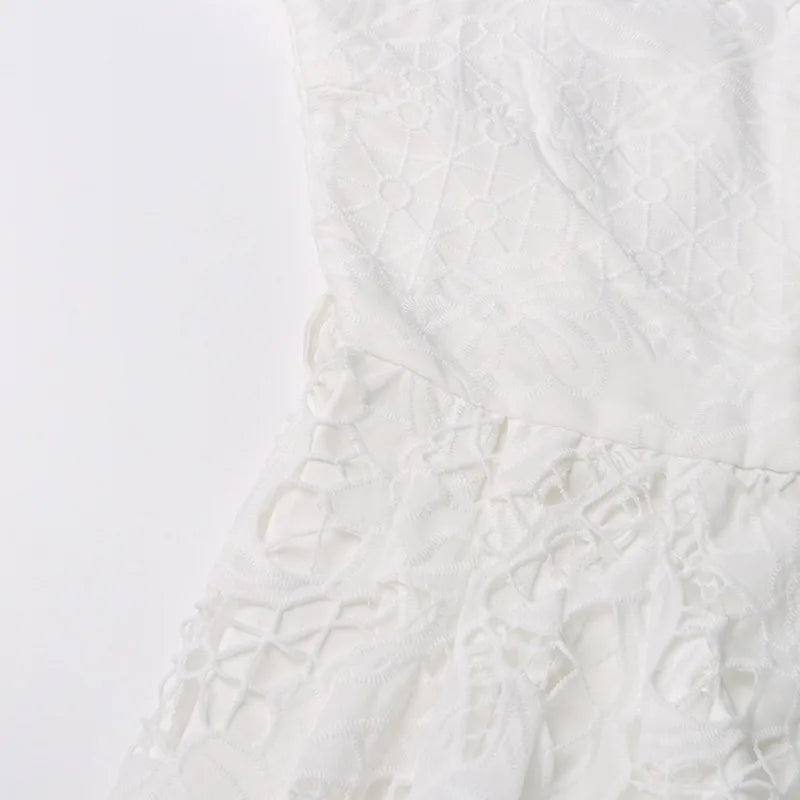 2026 New Spring Autumn Hollow Out Lantern Long Sleeve Women Dresses Elegant Embroidery Single-breasted A-line Casual Shirt Dress