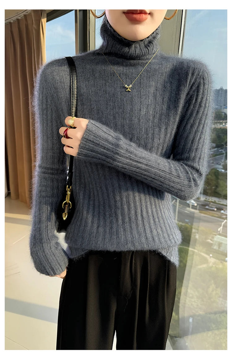 Warm Slim Fit Turtleneck Pullover Sweater for Women