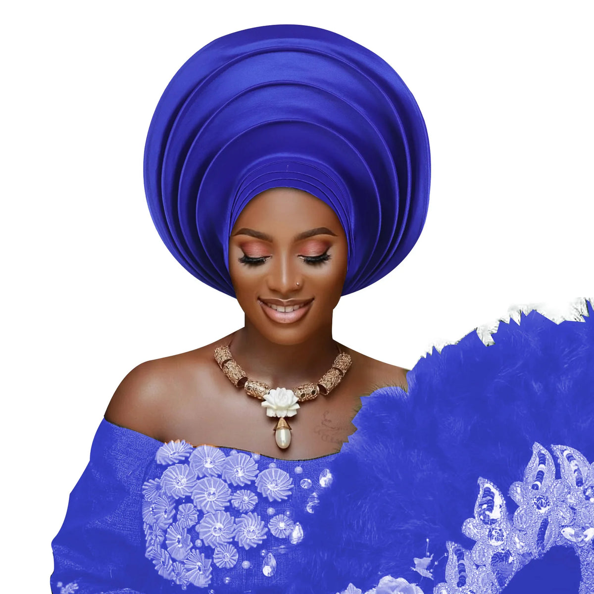 African Wedding Gele Turban Head Wrap Cap for Women