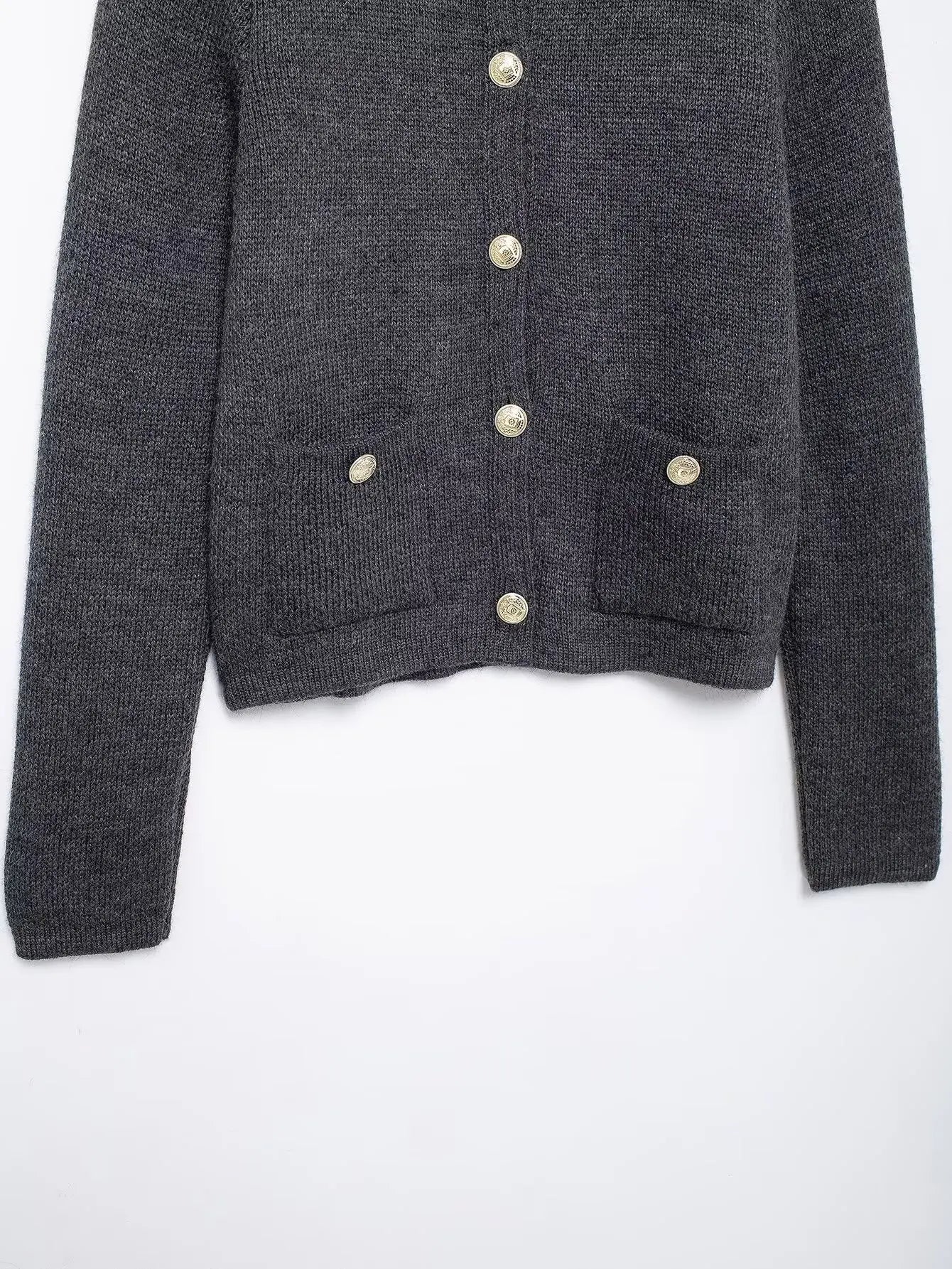 Winter Slim Knitted Cardigan with Button Details for Women