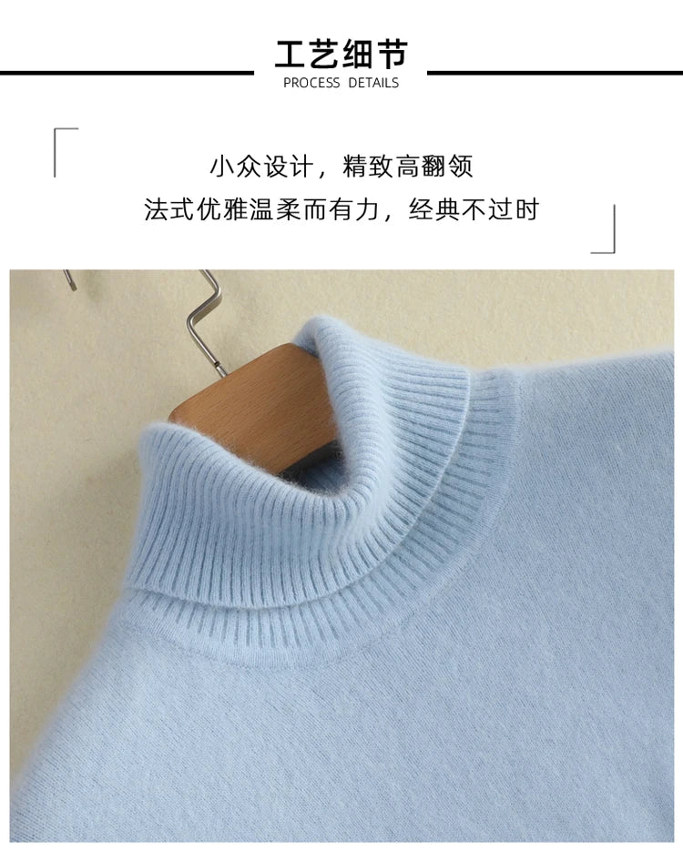 Soft Warm Knit Cashmere Turtleneck Sweater for Women