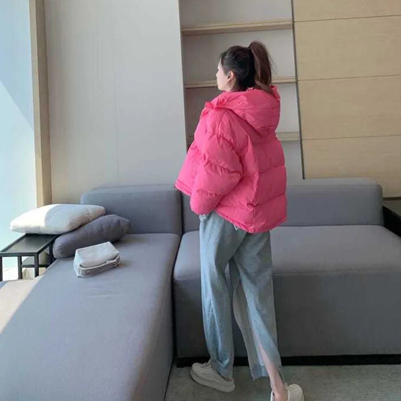 Warm Oversized Hooded Cotton Puffer Parka for Women