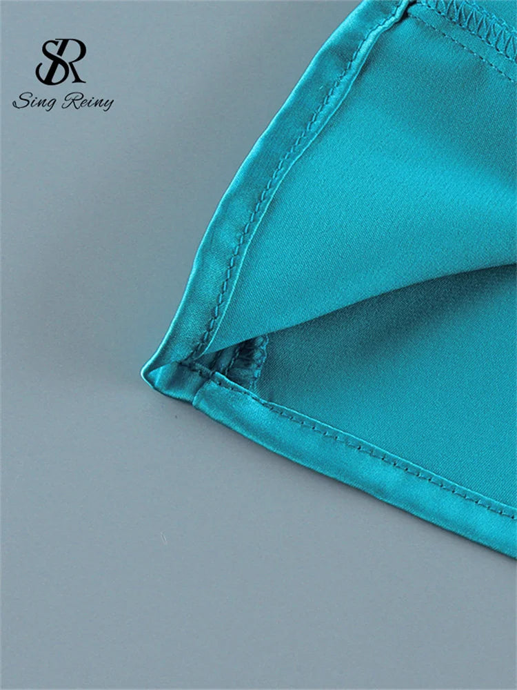 Slim Fit Satin Long Sleeve Button-Up Blouse for Women