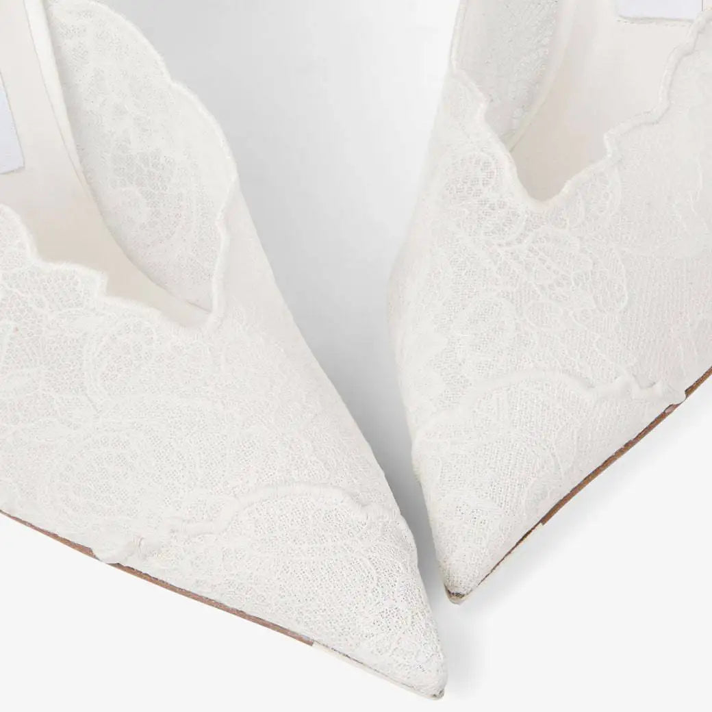Lace Gold Embroidered Slingback Stiletto Heels for Women