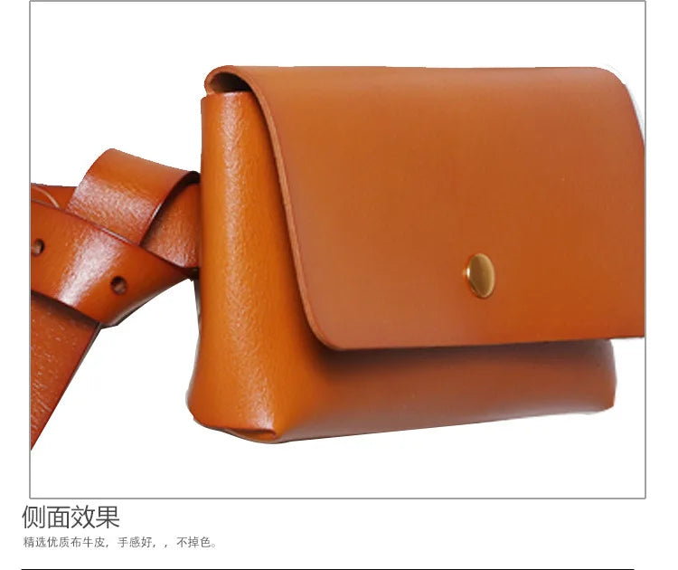 Minimalist Genuine Leather Waist Bag With Belt for Women
