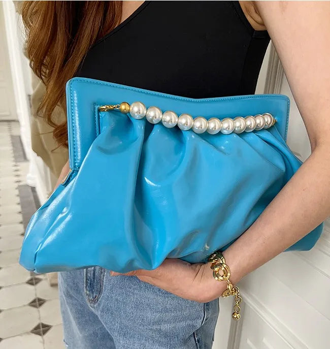 Elegant Beaded Pearl Chain Evening Clutch for Women