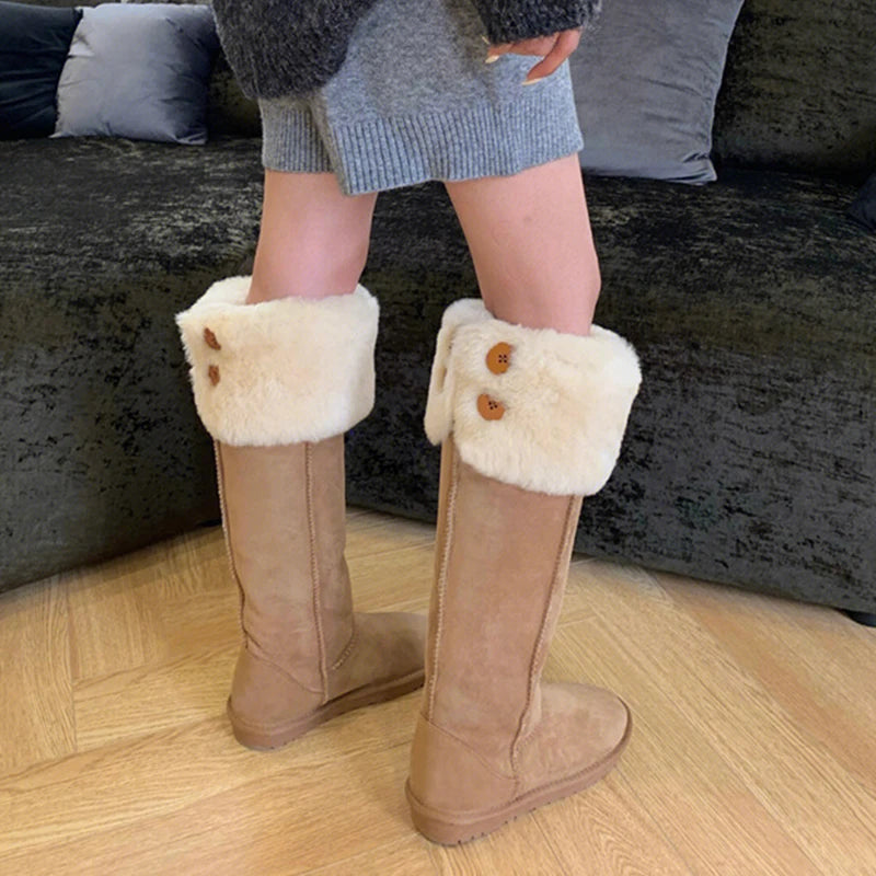 Classic Slip On Square Heel Mid Calf Boots for Women