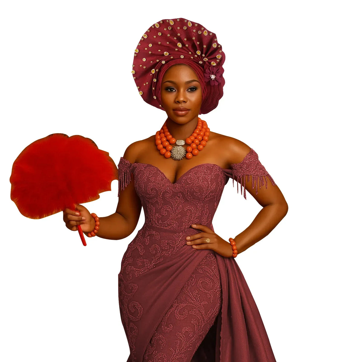 Pre-Tied African Wedding Party Gele Headwrap for Women