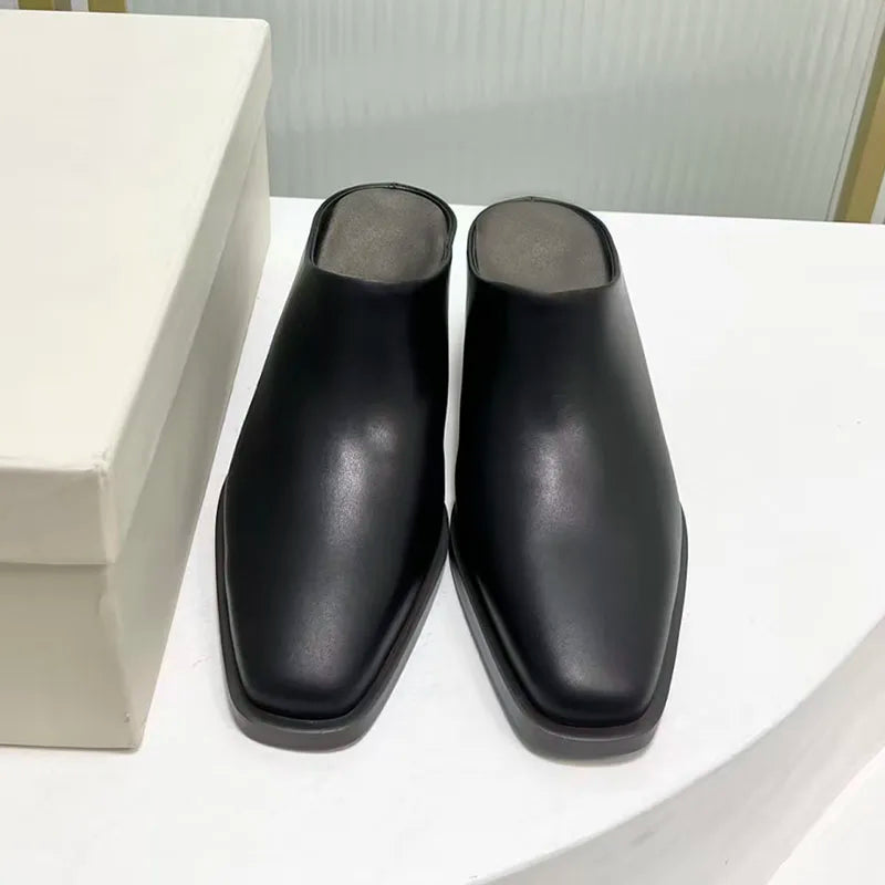 Square Heel Suede Mules With Bead Accents For Women