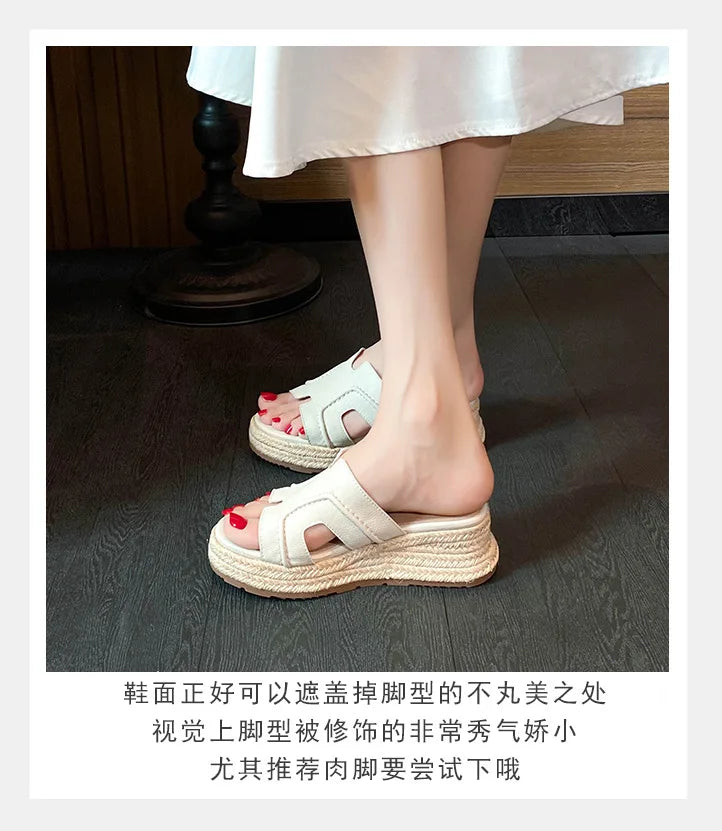 Vintage Retro Wide Strap Platform Casual Sandals For Women