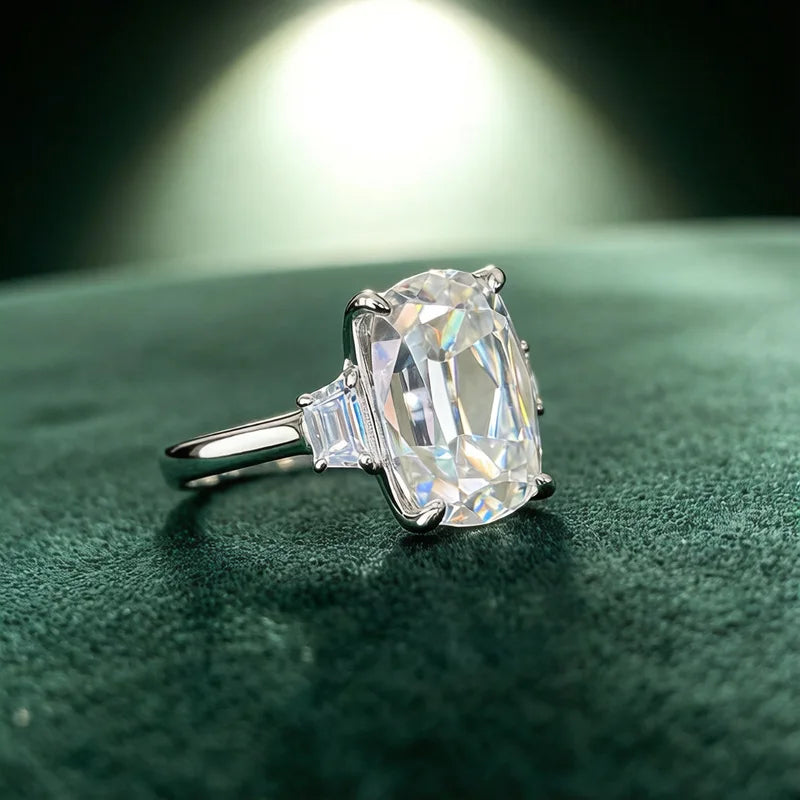 Old European Cut Moissanite Sterling Silver Ring for Women